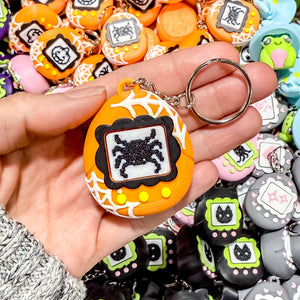 Fidget Clicker Keychain [Orange Webs] Spooky Tamagotchi