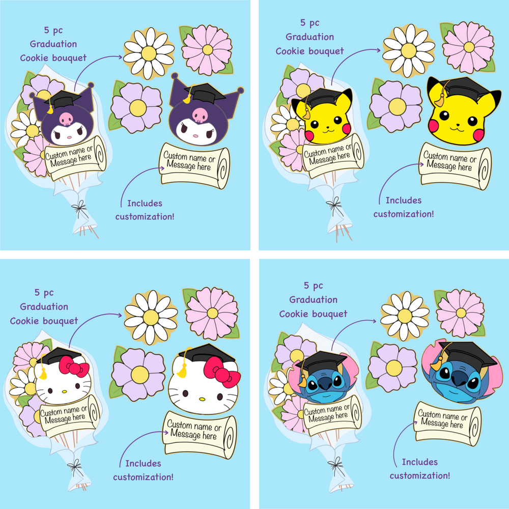 PRESALE | Customizable Graduation Cookie Bouquet | 5 Pieces