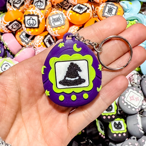 Fidget Clicker Keychain [Purple & Green Sky] Spooky Tamagotchi