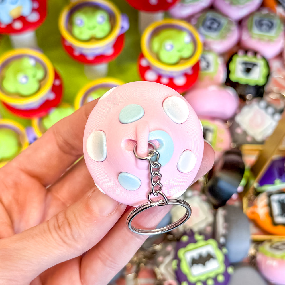Fidget Clicker Keychain [Blue/Pink] Mushroom Frog