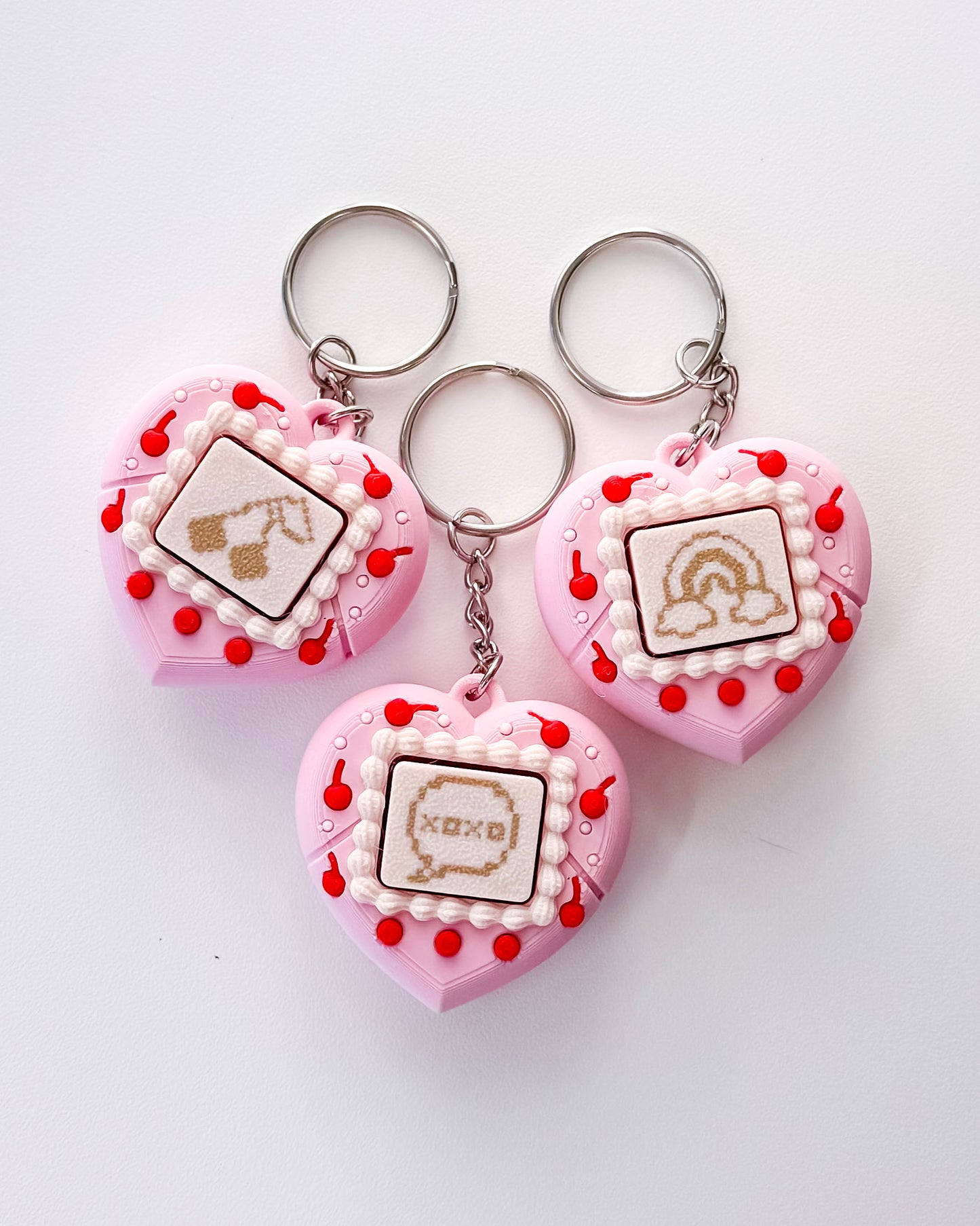 Heart Cake Tamagotchi Fidget Clicker Keychain