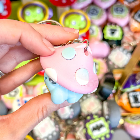 Mushroom Frog Fidget Clicker Keychain