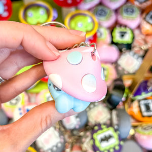 Fidget Clicker Keychain [Blue/Pink] Mushroom Frog