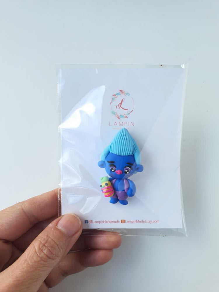 Biggie Troll Clay Pin | Handmade by Lampin Handmade