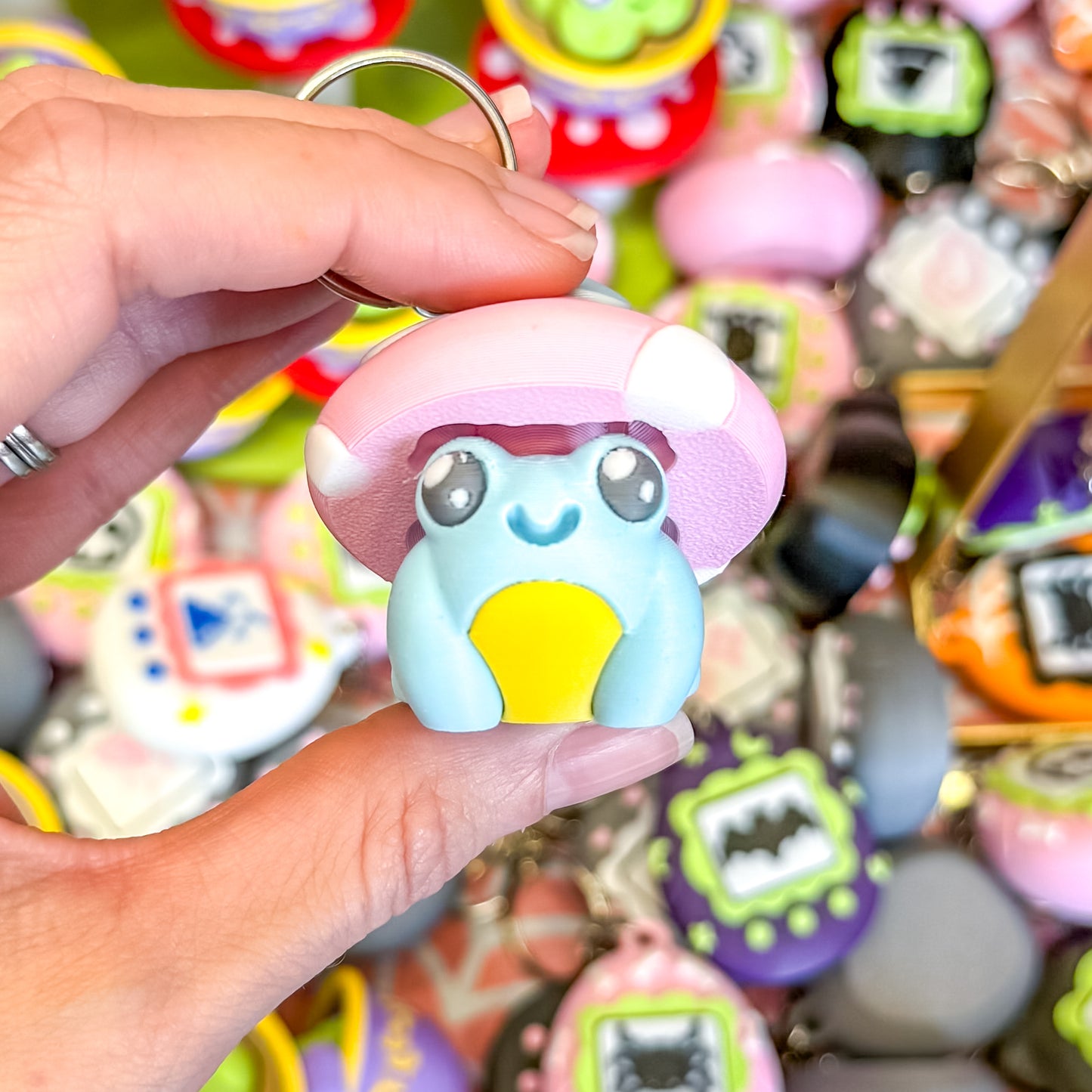Mushroom Frog Fidget Clicker Keychain