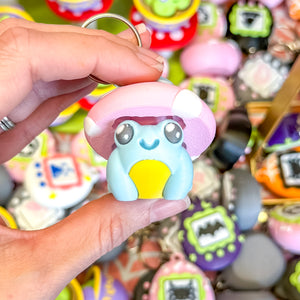 Fidget Clicker Keychain [Blue/Pink] Mushroom Frog