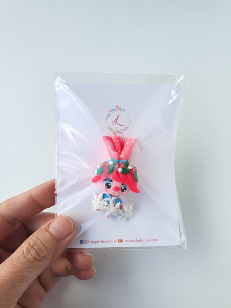 Poppy Troll Clay Pin | Handmade by Lampin Handmade