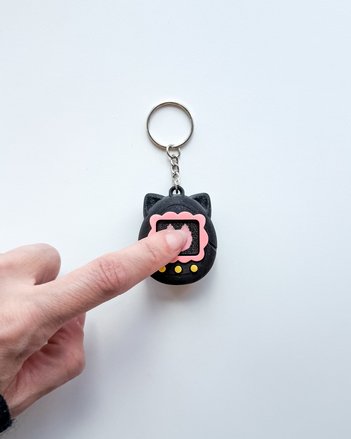 Black Cat Tamagotchi Fidget Clicker Keychain