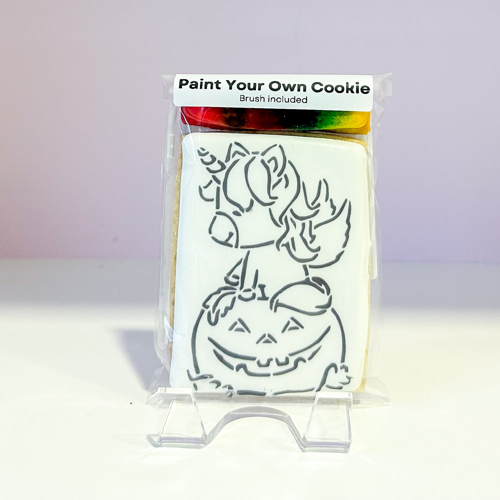 Halloween Themed [Vanilla] Unicorn on Pumpkin – PYO Cookie Kit